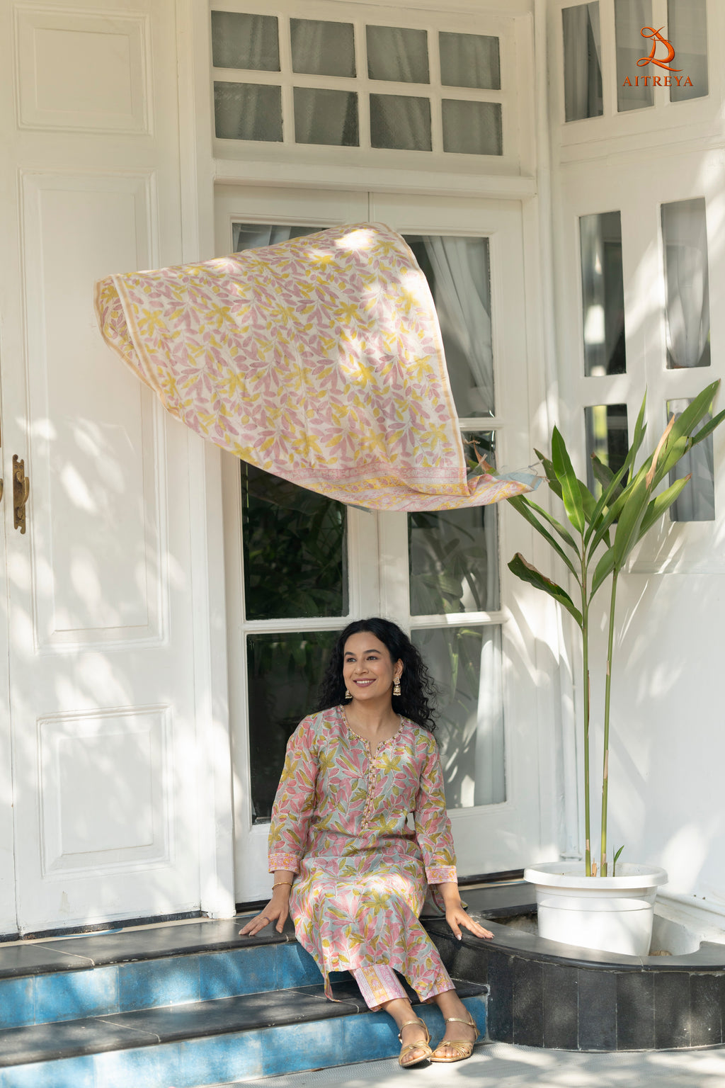 Powder Blue Chanderi Kurta Set