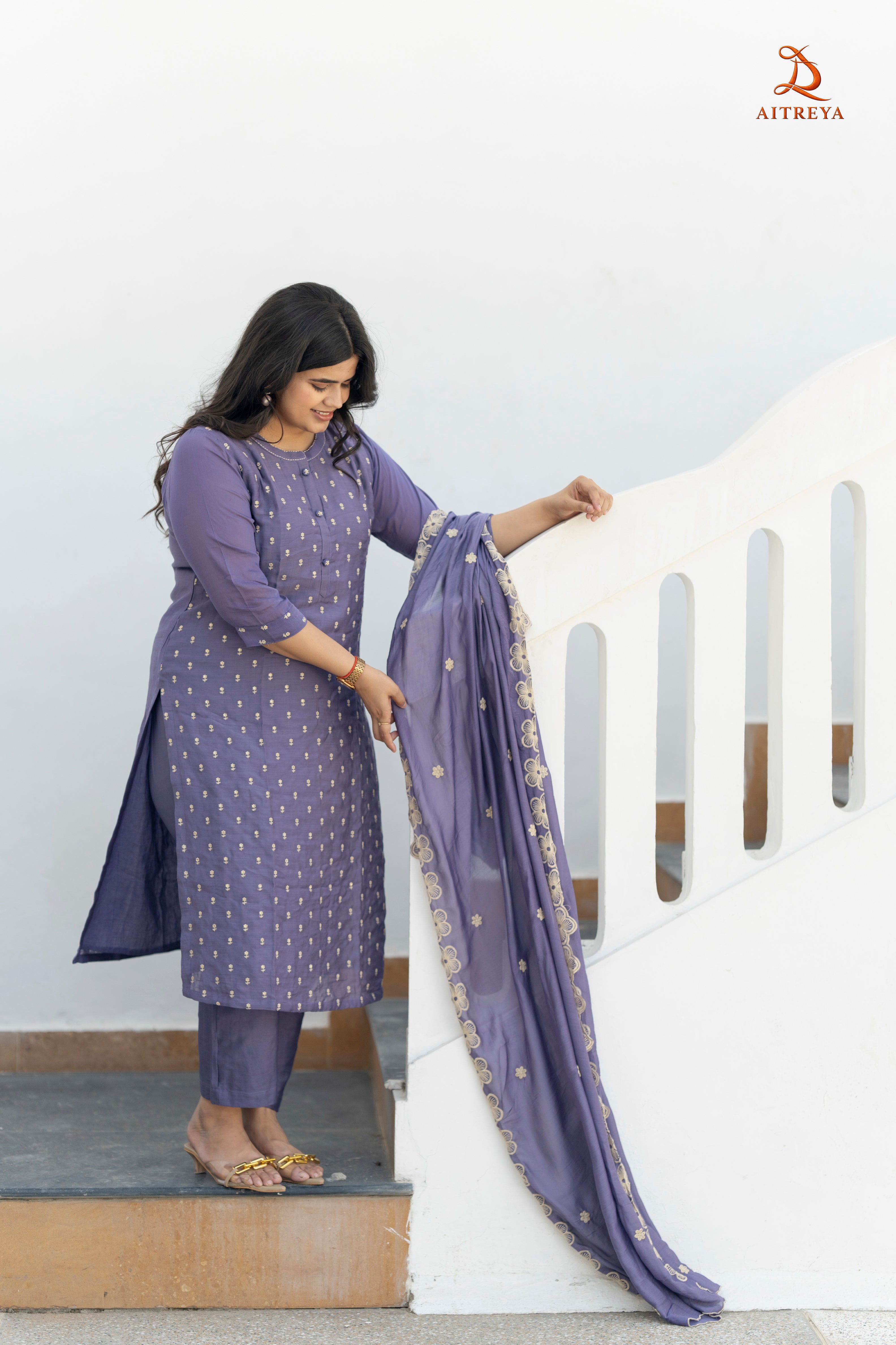 Neelambara Phool Silk Kurta Set