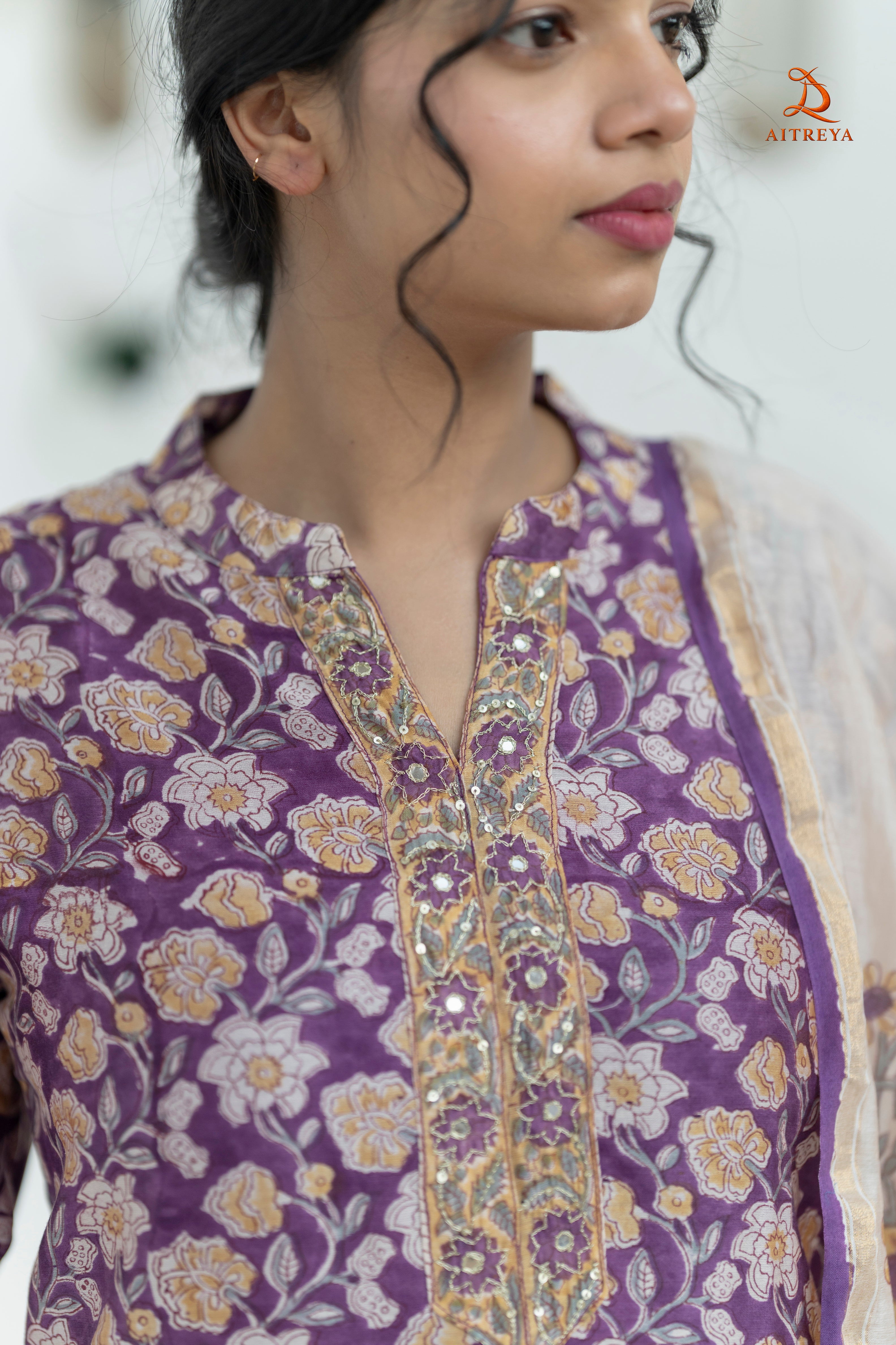 Rajkumari Violet Bloom Set