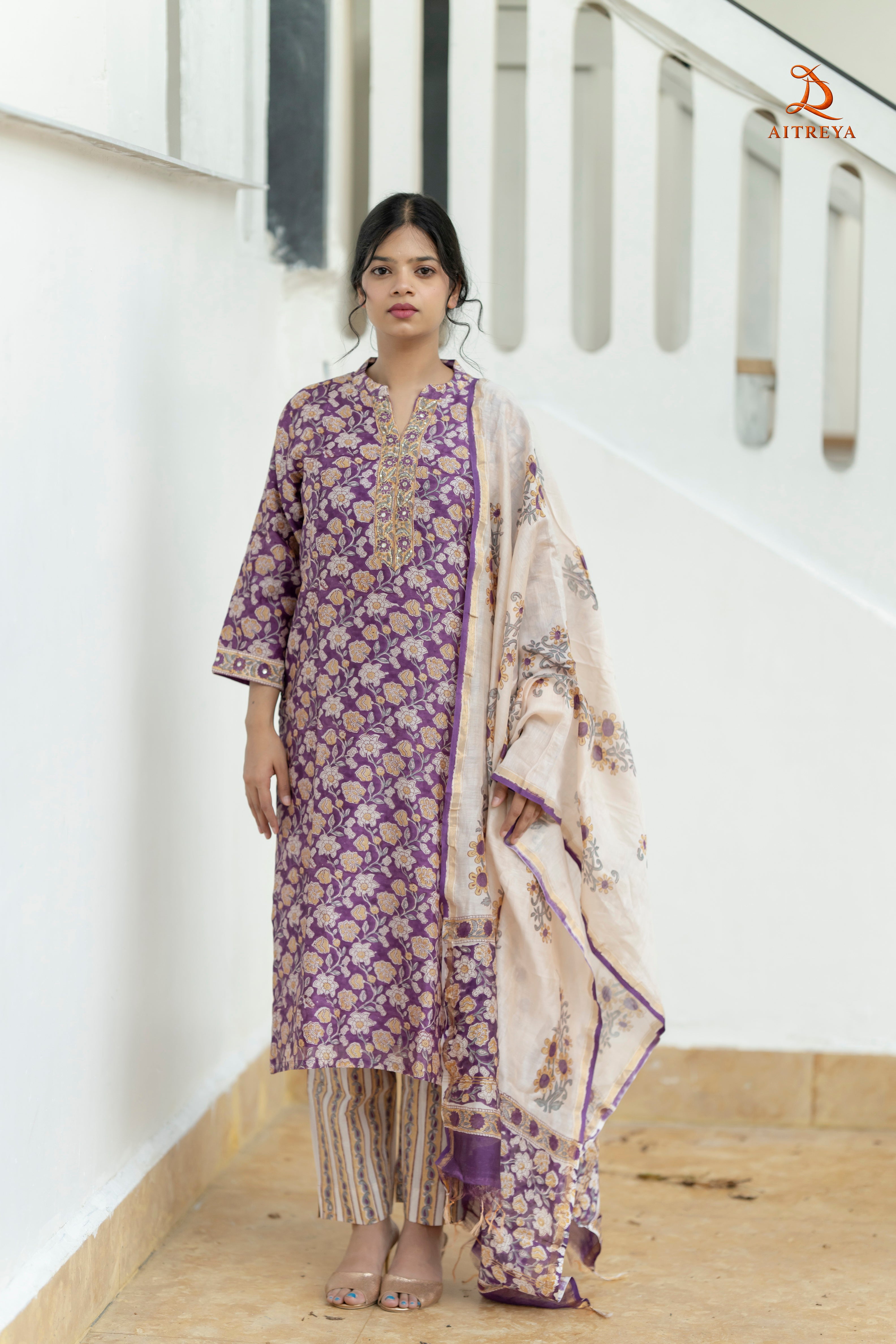 Rajkumari Violet Bloom Set