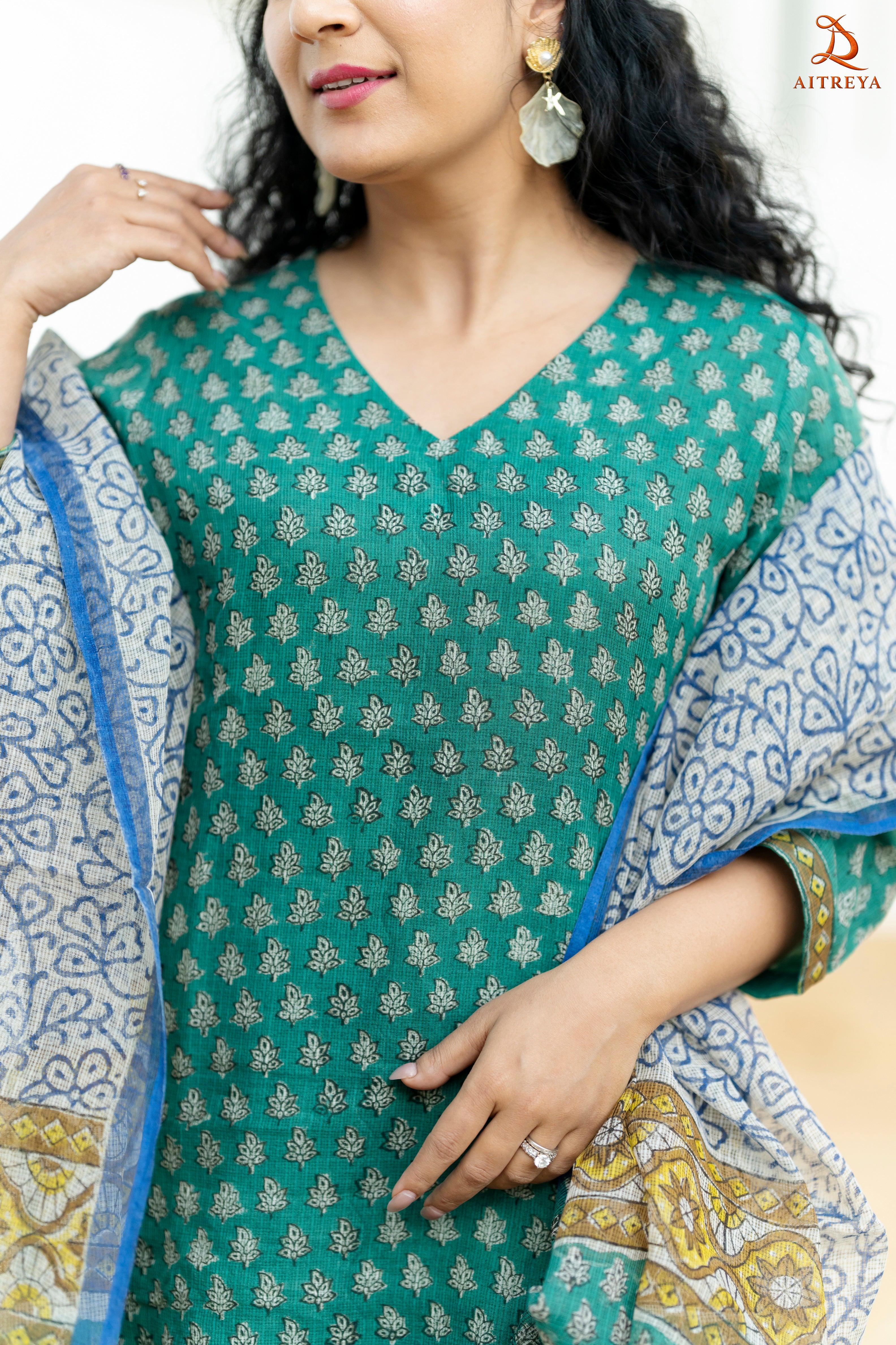 Meher Green Kota Doria Set