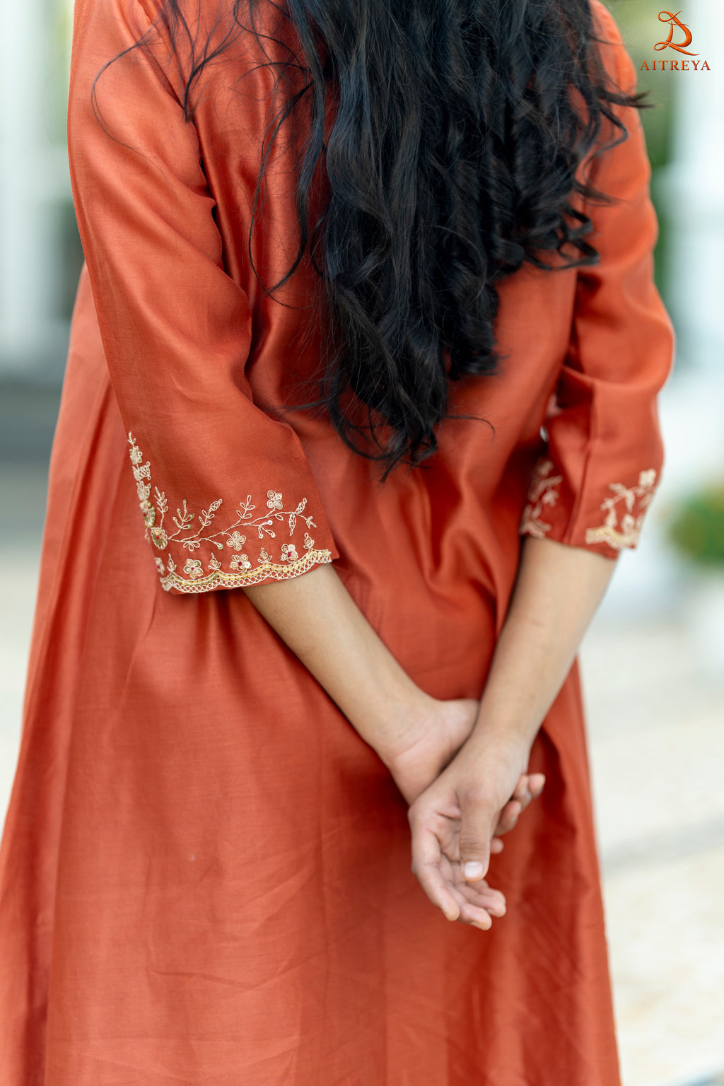 Burnt Orange Banarasi Mul Chanderi Anarkali Suit
